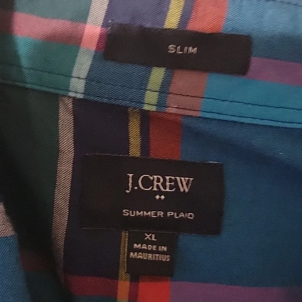 J. Crew Button‎ Down Longsleeve Multicolor Summer Plaid Mens Size XL